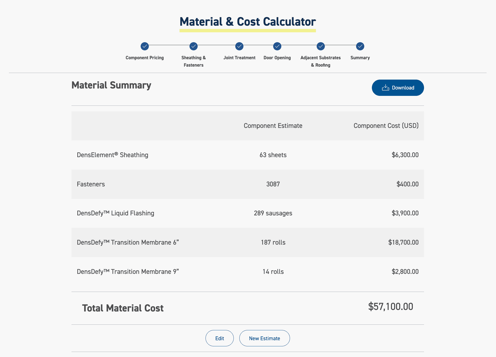 Georgia Pacific - DensElement Calculator